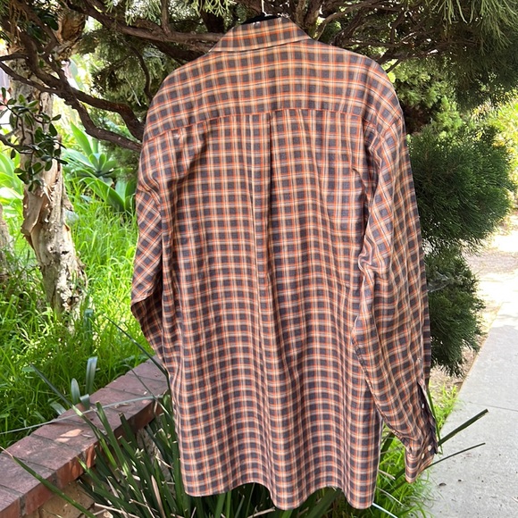 JoS A BANK Plaid Shirt with Orange and‎ Gray Pattern Mens size XL - Picture 2 of 10